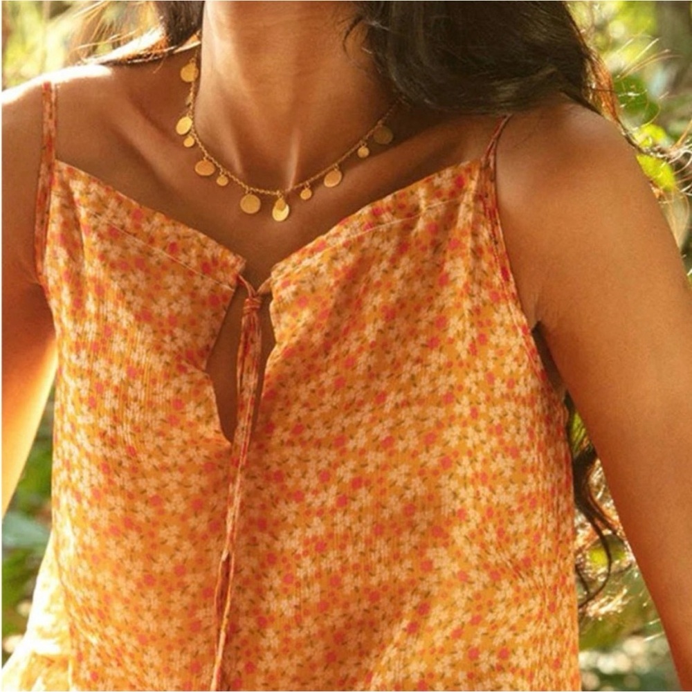 Madewell X Reistor Floral Orange Cami Dress - Picture 4 of 7